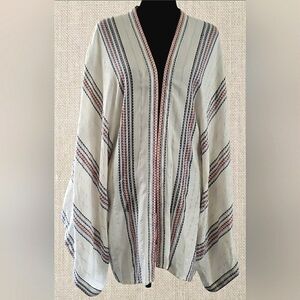New Boho Artisy XL Striped Open Front Kimono Cardigan Tunic Top Lagenlook